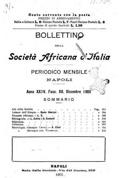 Bollettino della Società africana d'Italia periodico mensile