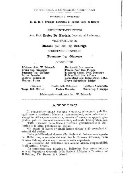 Bollettino della Società africana d'Italia periodico mensile