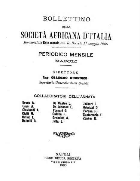 Bollettino della Società africana d'Italia periodico mensile