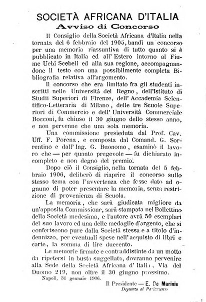 Bollettino della Società africana d'Italia periodico mensile