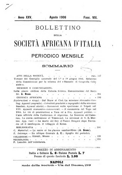 Bollettino della Società africana d'Italia periodico mensile