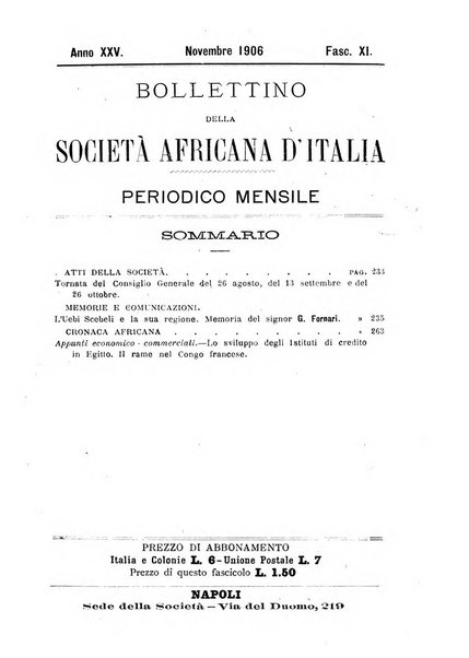 Bollettino della Società africana d'Italia periodico mensile