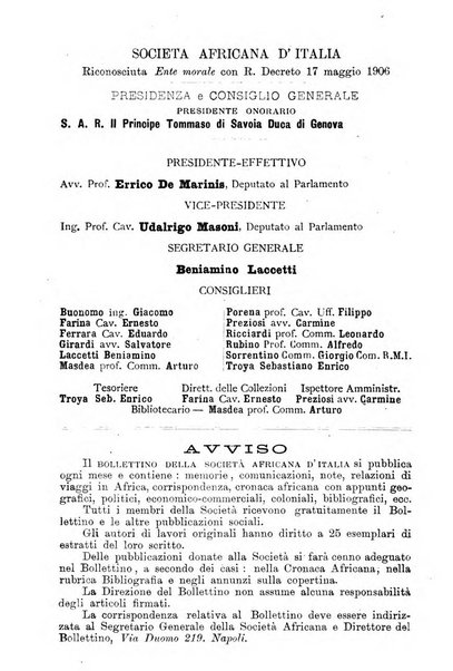 Bollettino della Società africana d'Italia periodico mensile