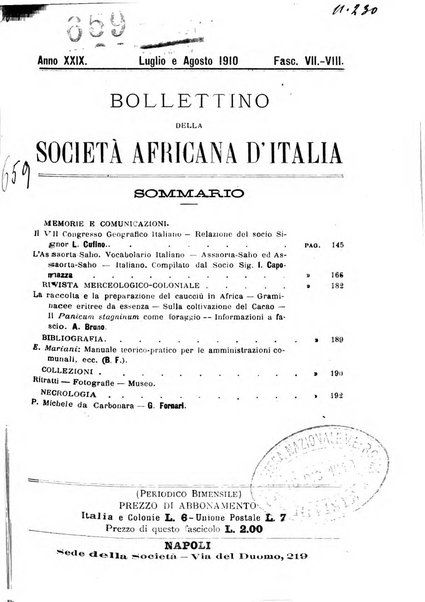 Bollettino della Società africana d'Italia periodico mensile