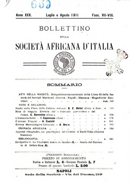 Bollettino della Società africana d'Italia periodico mensile