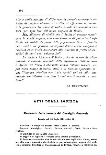 Bollettino della Società africana d'Italia periodico mensile