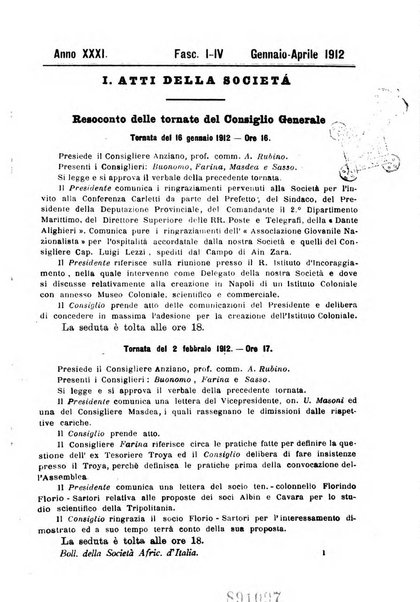 Bollettino della Società africana d'Italia periodico mensile