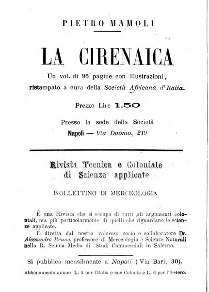 Bollettino della Società africana d'Italia periodico mensile