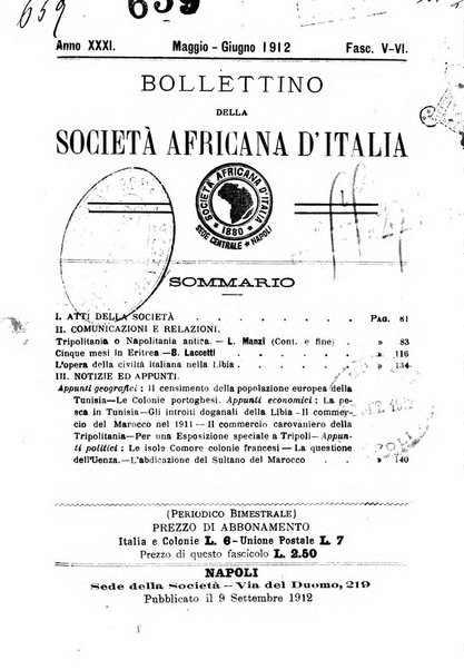 Bollettino della Società africana d'Italia periodico mensile