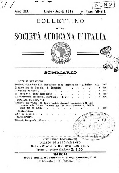 Bollettino della Società africana d'Italia periodico mensile