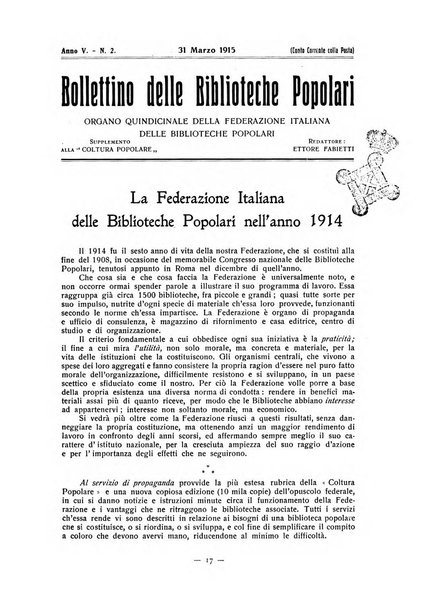 Bollettino delle biblioteche popolari