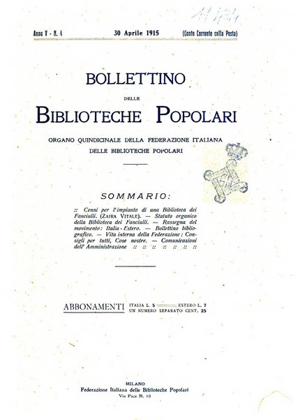 Bollettino delle biblioteche popolari