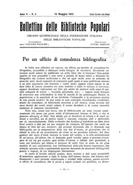 Bollettino delle biblioteche popolari