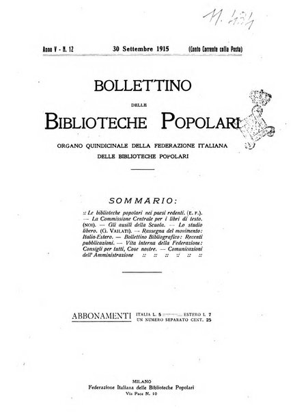 Bollettino delle biblioteche popolari