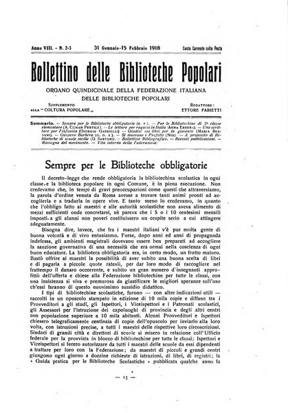 Bollettino delle biblioteche popolari