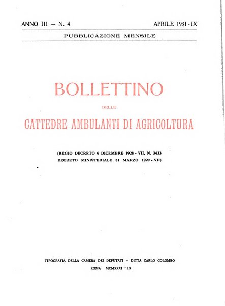 Bollettino delle cattedre ambulanti di agricoltura