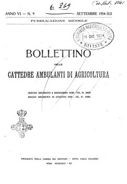 Bollettino delle cattedre ambulanti di agricoltura