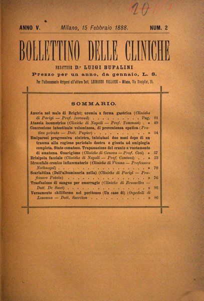 Bollettino delle cliniche pubblicazione settimanale