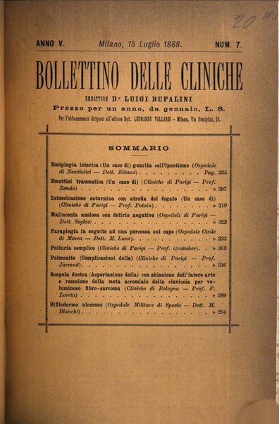 Bollettino delle cliniche pubblicazione settimanale