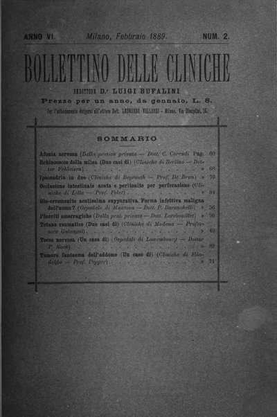 Bollettino delle cliniche pubblicazione settimanale