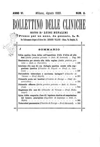 Bollettino delle cliniche pubblicazione settimanale