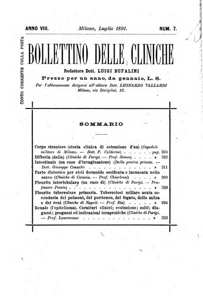 Bollettino delle cliniche pubblicazione settimanale