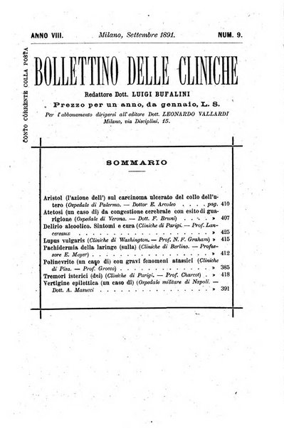 Bollettino delle cliniche pubblicazione settimanale