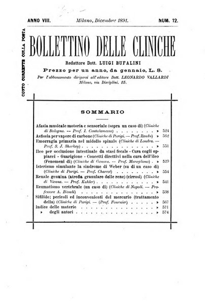 Bollettino delle cliniche pubblicazione settimanale