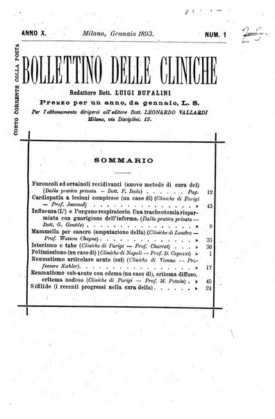 Bollettino delle cliniche pubblicazione settimanale