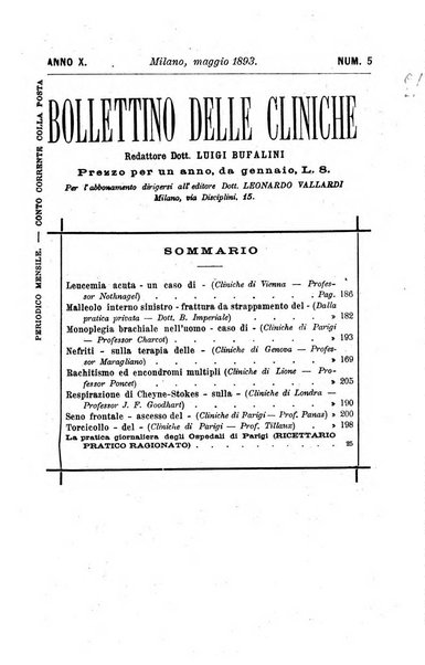 Bollettino delle cliniche pubblicazione settimanale