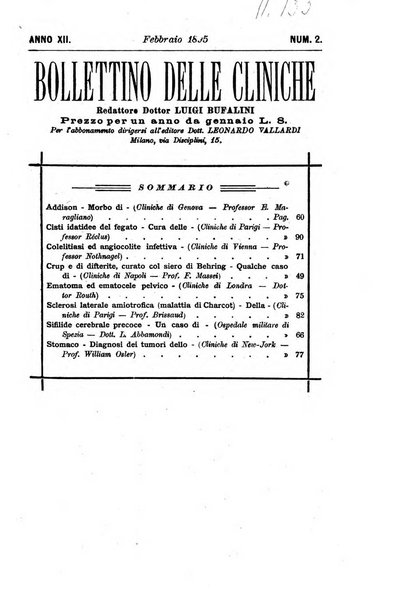 Bollettino delle cliniche pubblicazione settimanale