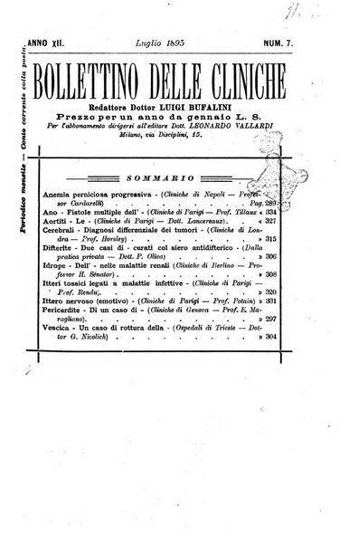 Bollettino delle cliniche pubblicazione settimanale