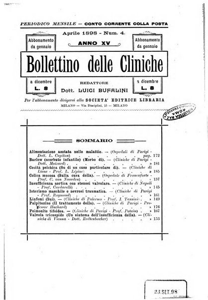 Bollettino delle cliniche pubblicazione settimanale