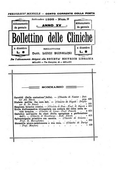 Bollettino delle cliniche pubblicazione settimanale