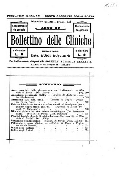 Bollettino delle cliniche pubblicazione settimanale