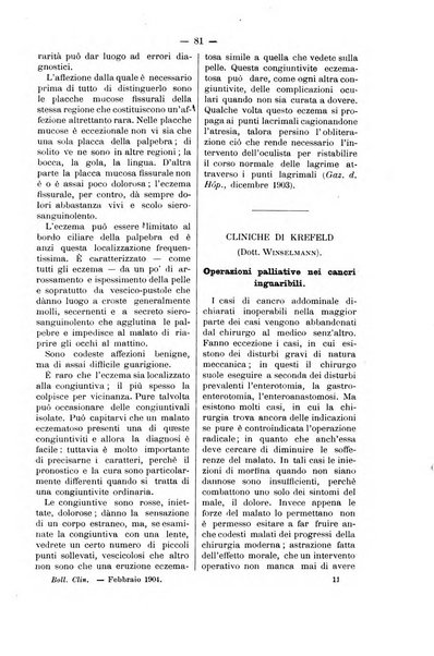 Bollettino delle cliniche pubblicazione settimanale