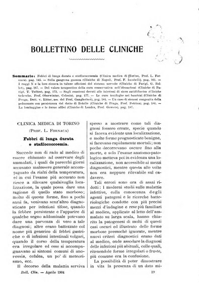 Bollettino delle cliniche pubblicazione settimanale