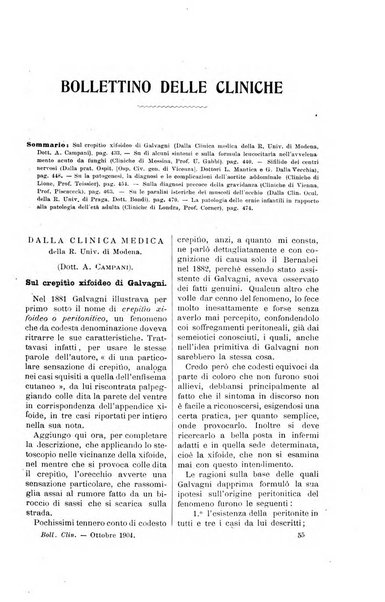 Bollettino delle cliniche pubblicazione settimanale