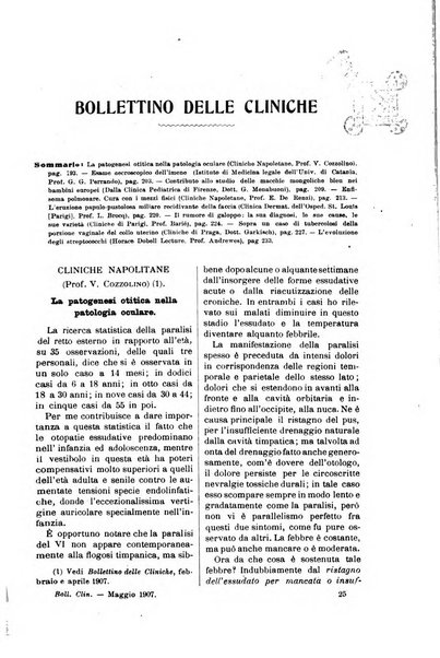 Bollettino delle cliniche pubblicazione settimanale