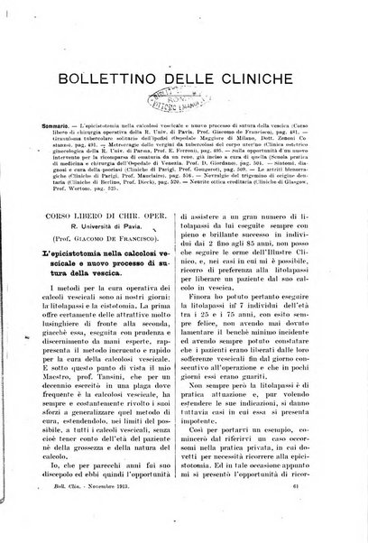 Bollettino delle cliniche pubblicazione settimanale