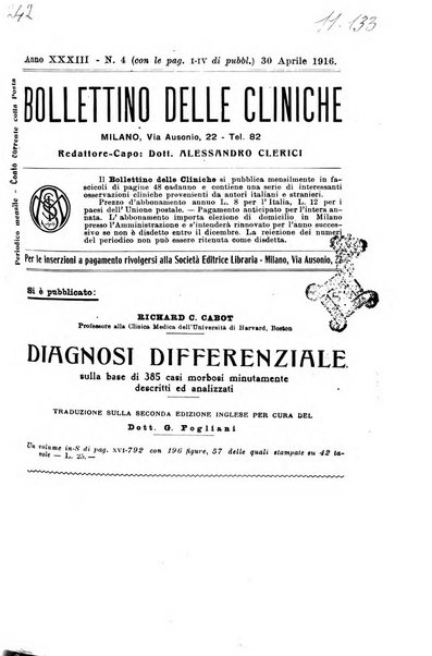 Bollettino delle cliniche pubblicazione settimanale