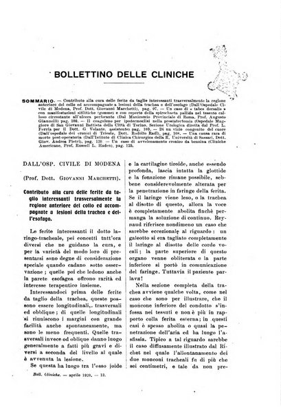 Bollettino delle cliniche pubblicazione settimanale