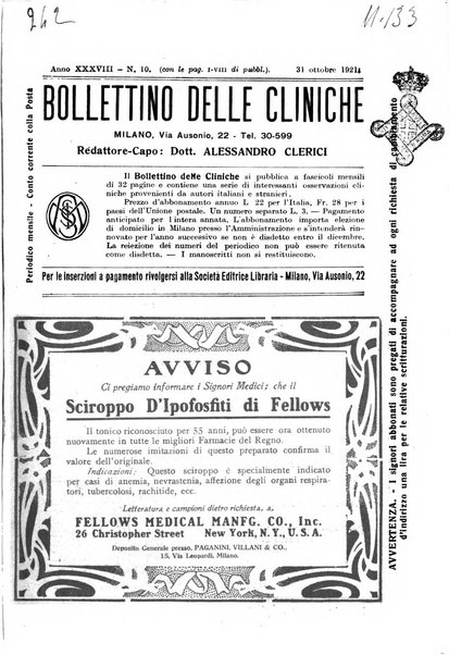 Bollettino delle cliniche pubblicazione settimanale