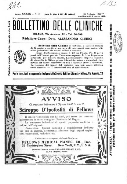 Bollettino delle cliniche pubblicazione settimanale