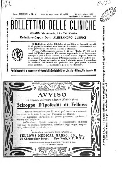 Bollettino delle cliniche pubblicazione settimanale