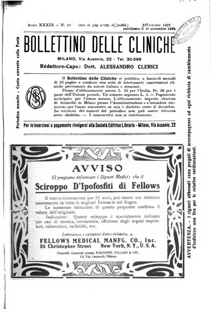 Bollettino delle cliniche pubblicazione settimanale