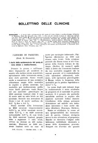 Bollettino delle cliniche pubblicazione settimanale