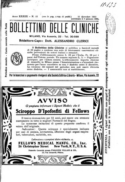 Bollettino delle cliniche pubblicazione settimanale