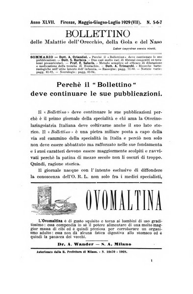 Bollettino delle malattie dell'orecchio, della gola e del naso