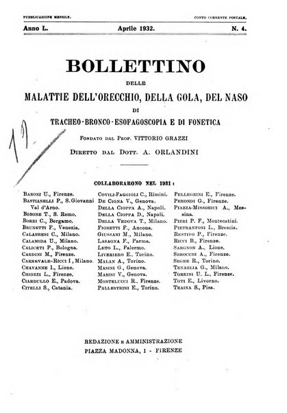 Bollettino delle malattie dell'orecchio, della gola e del naso